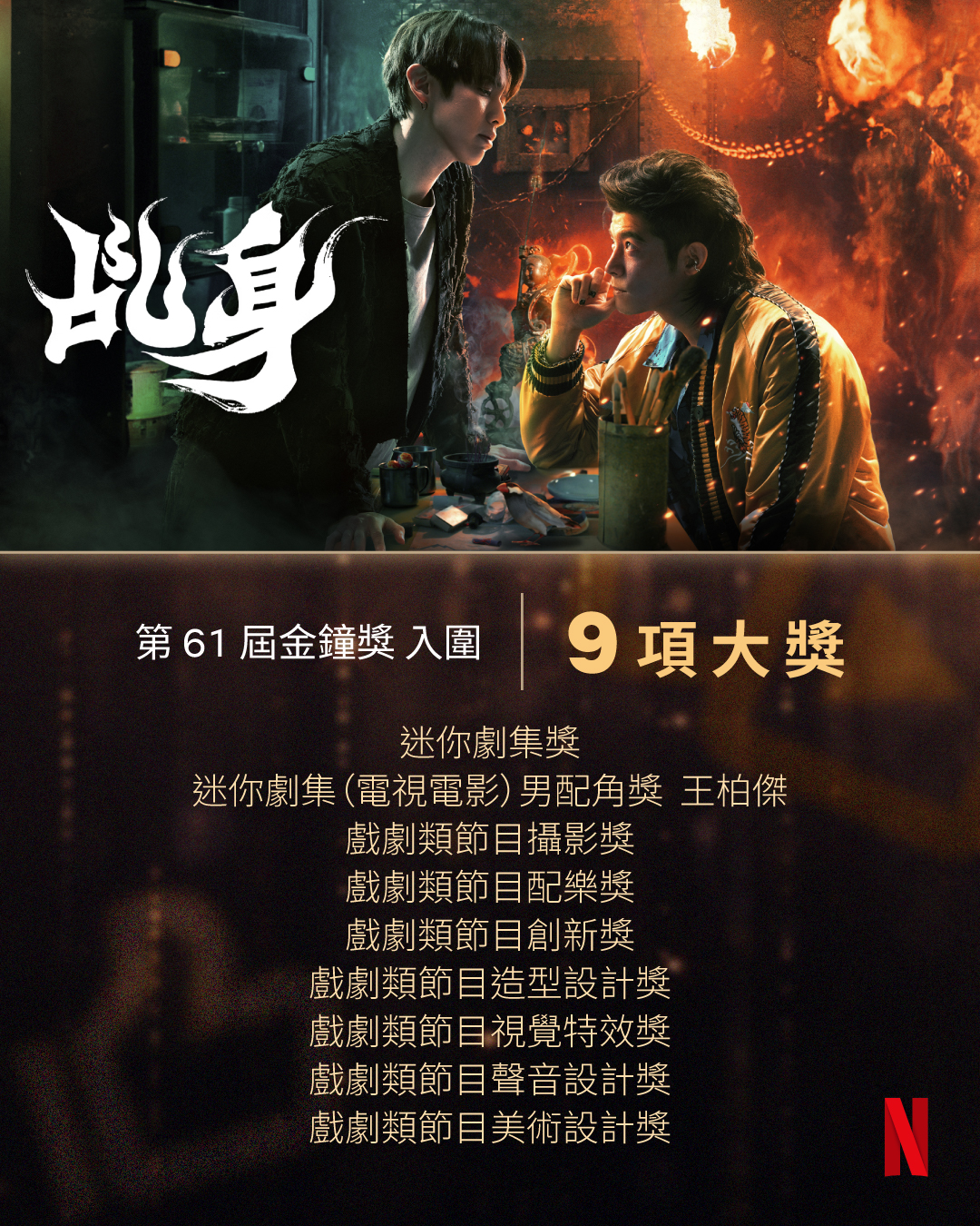 Netflix《乩身》於第 61 屆金鐘獎入圍 9 項大獎